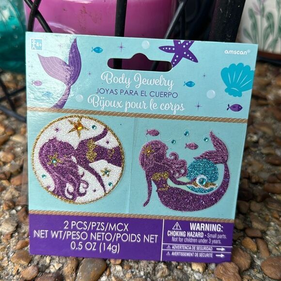 Mermaid 2 piece ‘Body Jewelry” Temporary Tattoo - Picture 1 of 3
